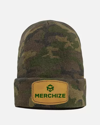 Leather Patch Beanie SP12 (Made in US) 