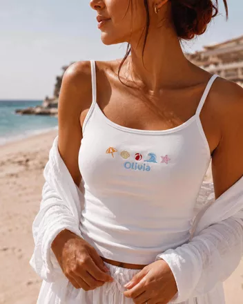 Embroidered Women's Fitted Tank Top