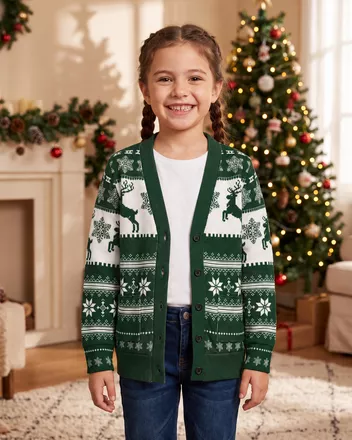 All-over Print Youth Knitted Cardigan