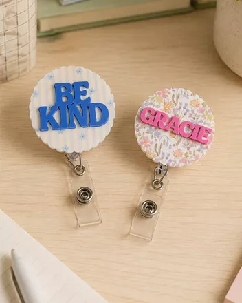 Custom Shape 2-Layer White Acrylic Badge Reel