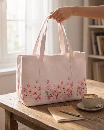 All-over Print Two-Tone Canvas Tote Bag