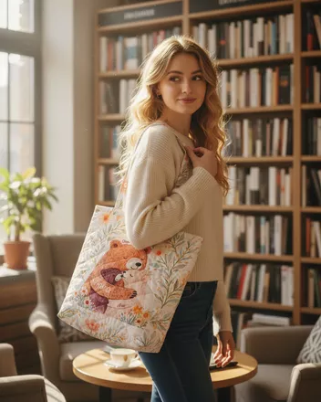 All-over Print Quilted Tote Bag