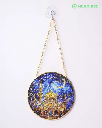 Stained Glass Suncatcher for Window Hanging (Golden Frame)