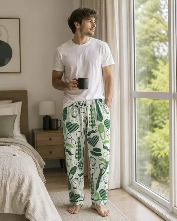 All-over Print Men's Satin Pajama Pants
