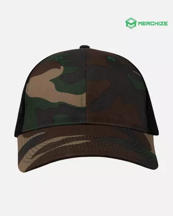 Leather Patch Mesh-Back Twill Trucker Cap VC400 (Made in US)