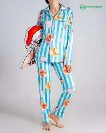 All-over Print Satin Pajamas Set