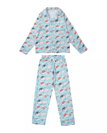 All-over Print Kid Satin Pajamas Set (No Pocket)