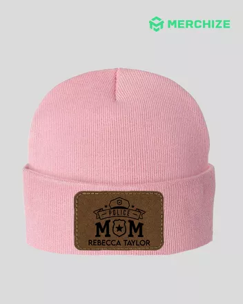Engraved Leather Patch Beanie for Kid (Made in US) 