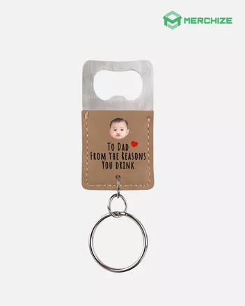 Rectangle Leatherette Bottle Opener Keychain (Made in US)