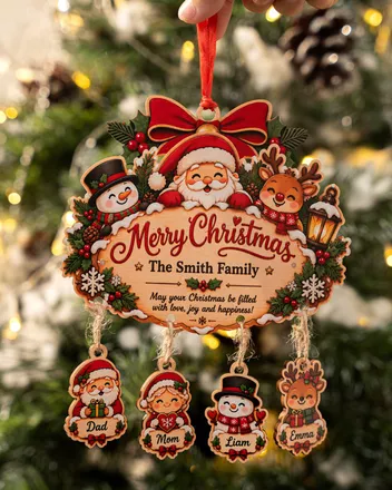 Custom Shape Wood Ornament With Hanging Charms