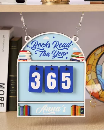 Custom Shape Wood Bookshelf Tracker Sign