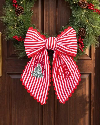 Embroidered Lace Linen Door Wreath Sash
