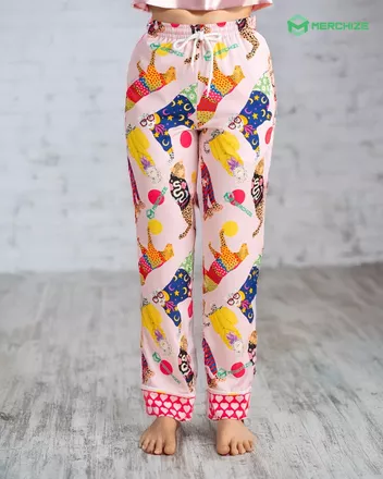All-over Print Satin Pajama Pants