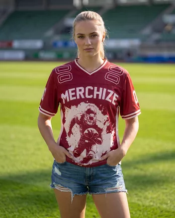 All-over Print Women's Hybrid Mesh V-neck Short Sleeve Jersey With Name Patch