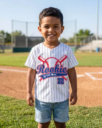 All-over Print Kids and Youth Baseball Jersey Without Piping (White Buttons)