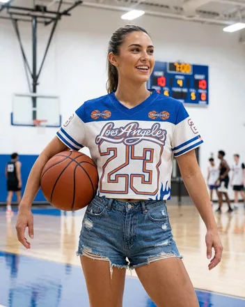 All-over Print Mesh V-neck Crop Top Jersey