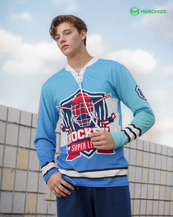 All-over Print Lace Neck Hockey Jersey
