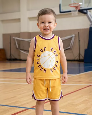 All-over Print Kid and Youth Basketball Crewneck Jersey Set