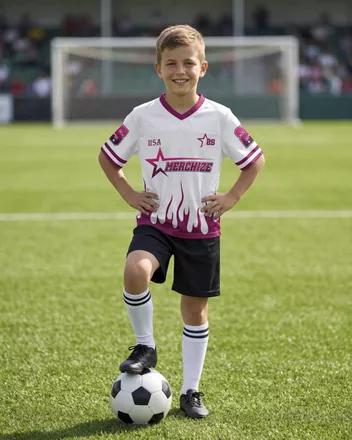 All-over Print Kid Hybrid Mesh V-neck Short Sleeve Jersey With Name Patch