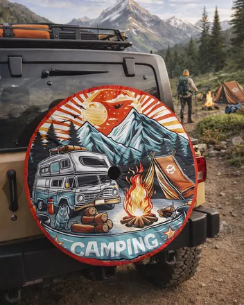 Spare Tire Cover With Elastic Backup Camera Hole