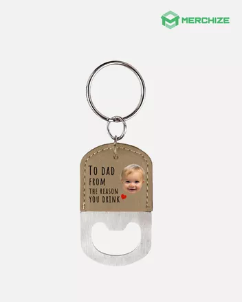 Oval Leatherette Bottle Opener Keychain (Made in US)