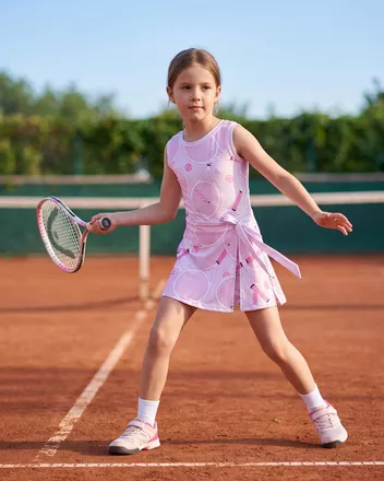 All-over Print Youth Tie-Front Tennis Dress