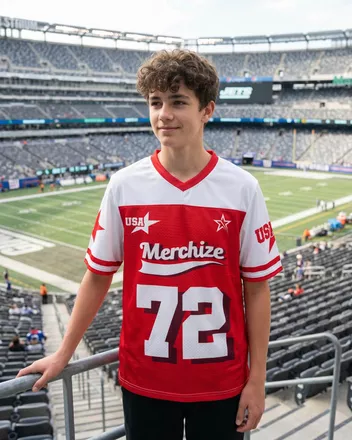 All-over Print Youth Hybrid Mesh V-neck Short Sleeve Jersey With Name Patch