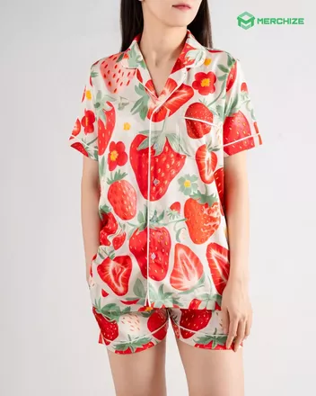 All-over Print Satin Short-Sleeve Pajamas Set