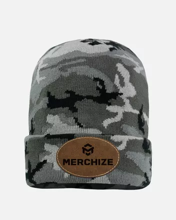 Engraved Leather Patch Beanie SP12 (Made in US) 