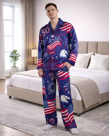 All-over Print Men's Satin Pajamas Set