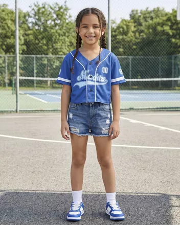 All-over Print Youth Crop Top Baseball Jersey